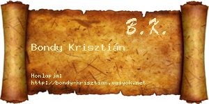 Bondy Krisztián névjegykártya